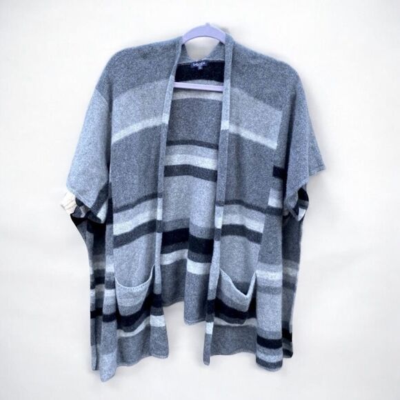 Splendid Gray Striped Soft Cashmere/Wool Cardigan/Cape One Size EUC! - Picture 2 of 8